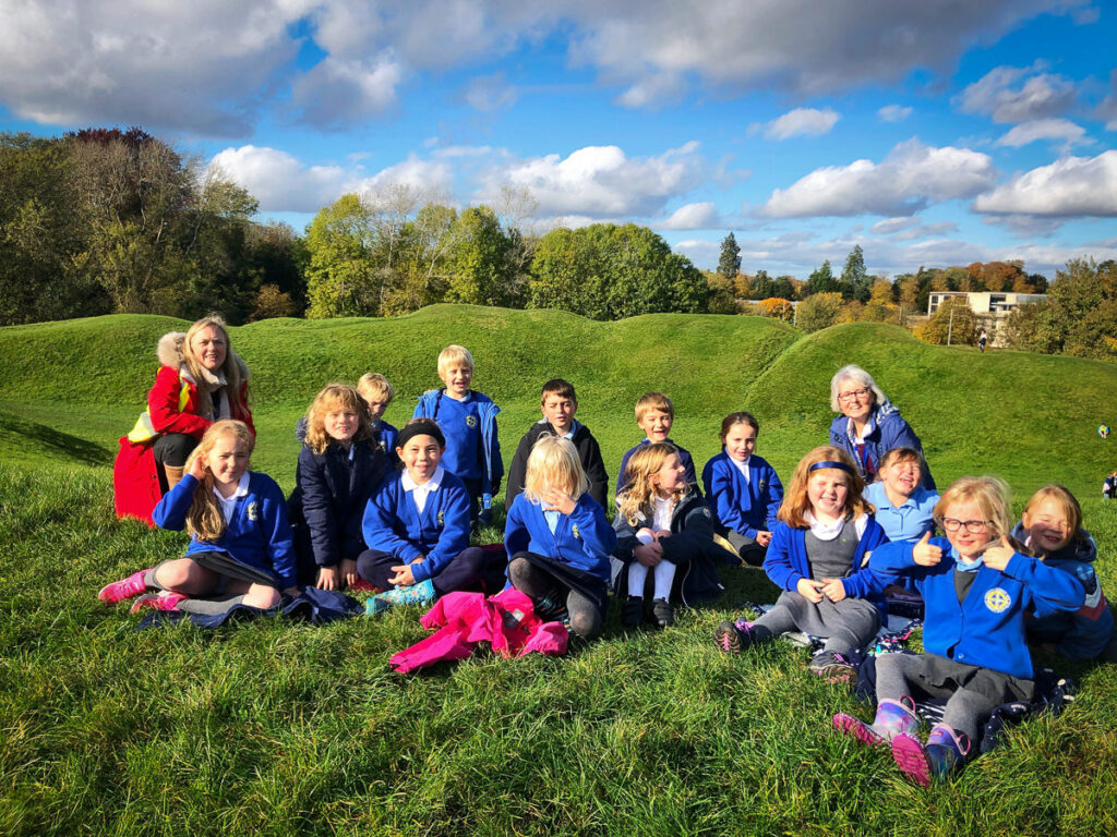 Children on a school trip to the Roman Amphitheatre